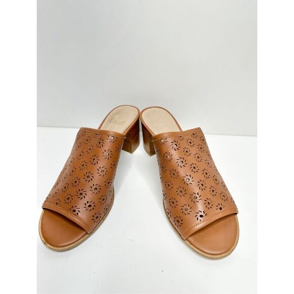 Jack Rogers Sandals Womens Size 6 Brown Roonie Open Toe Perforated Leather Slide - Picture 5 of 10